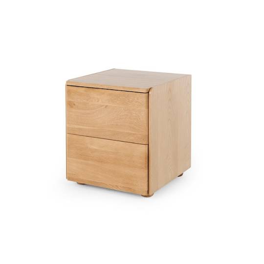 Cube Natural Oak Side Table 2drawer (Oak Top)